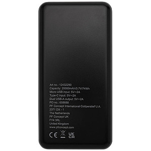Powerbanka z recyklovaného plastu s kapacitou 20000 mAh