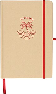 Poznámkový blok A5 s tvrdou kraftovou deskou a hliníkovou fólií na zadní straně, červená