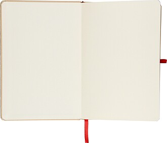 Poznámkový blok A5 s tvrdou kraftovou deskou a hliníkovou fólií na zadní straně, červená