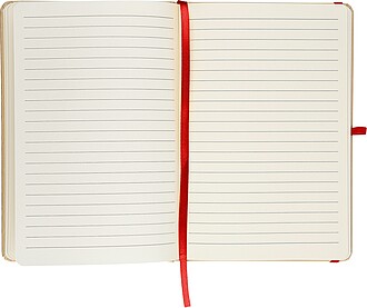 Poznámkový blok A5 s tvrdou kraftovou deskou a hliníkovou fólií na zadní straně, červená