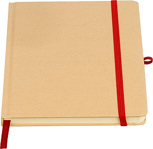 Poznámkový blok A5 s tvrdou kraftovou deskou a hliníkovou fólií na zadní straně, červená
