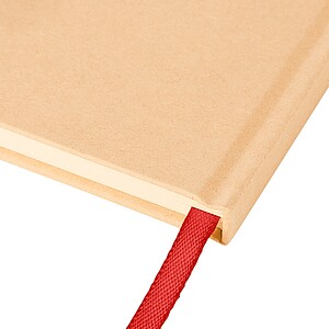 Poznámkový blok A5 s tvrdou kraftovou deskou a hliníkovou fólií na zadní straně, červená