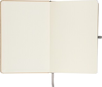 Poznámkový blok A5 s tvrdou kraftovou deskou a hliníkovou fólií na zadní straně, stříbrná