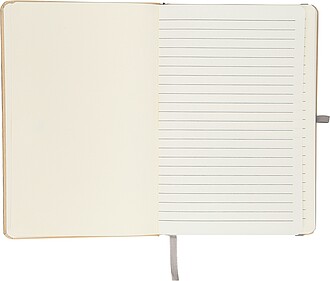 Poznámkový blok A5 s tvrdou kraftovou deskou a hliníkovou fólií na zadní straně, stříbrná