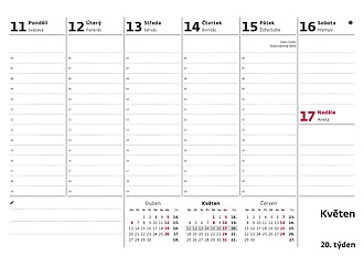 Pracovní kalendář 2027, stolní kalendář