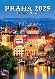 Praha 2025, nástěnný kalendář, prodloužená záda