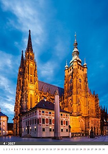 Praha 2027, nástěnný kalendář, prodloužená záda