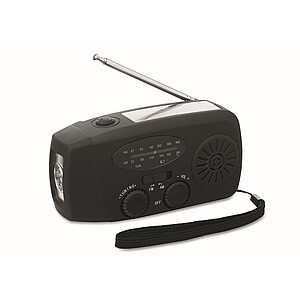 Přenosné rádio s LED svítilnou, černá