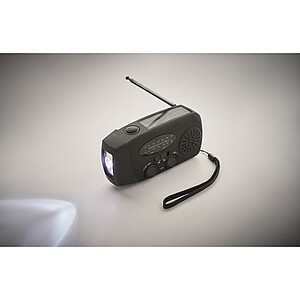 Přenosné rádio s LED svítilnou, černá