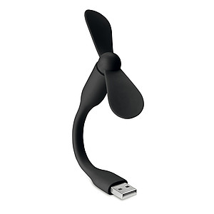 Přenosný USB ventilátor v PVC, černá - reklamní předměty