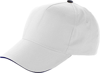 PROGRESA Pětipanelová bavlněná kšiltovka, bílá