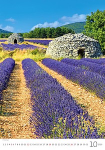 Provence 2025, nástěnný kalendář, prodloužená záda