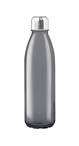 Průhledná skleněná láhev na pití, 650ml, černá