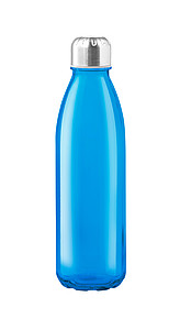 Průhledná skleněná láhev na pití, 650ml, modrá