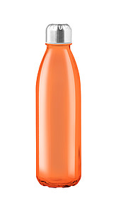 Průhledná skleněná láhev na pití, 650ml, oranžová