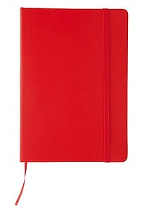Psací blok se záložkou a gumičkou, červený