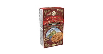 PUBA - La Mére Poulard Chocolate chip butter biscuits papír 46,8g - reklamní předměty