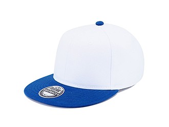 RARAKU Šestipanelová kšiltovka s rovným kšiltem, bílá/královsky modrá - reklamní kšiltovky