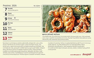 Receptář 2027, stolní kalendář
