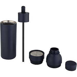 Recyklovaná dvoustěnná nerezová láhev na vodu 650 ml se sadou 3 víček, námořní modrá