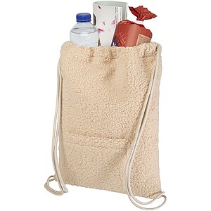 Recyklovaný sherpa šňůrkový batoh, béžová