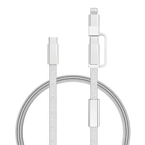 Rychlonabíjecí kabel Arc 2 v 1 z RCS 60W 120 cm, šedá - reklamní předměty