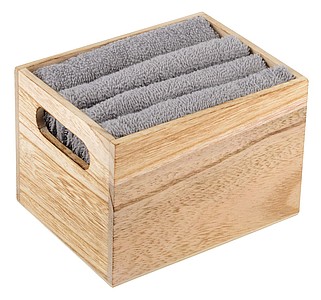 Sada 4 ručníků ve dřevěném boxu, šedá