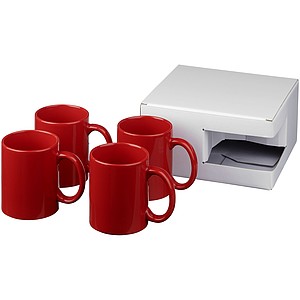 Sada čtyř keramických hrnků Ceramic, červená - reklamní hrnky