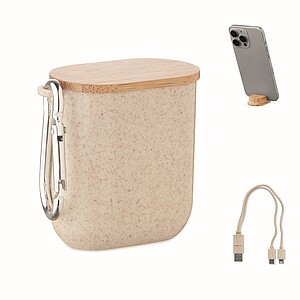 Sada kabelů v pouzdře, béžová - reklamní předměty