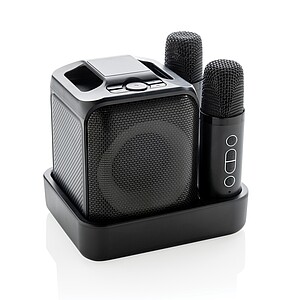 Sada na karaoke s dvojitým mikrofonem Singvibe z RCS plastu, černá - reklamní předměty