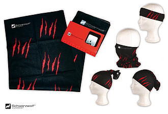 SCHWARZWOLF BANDANA Multifunkční šátek z mikrovlákna, černá/červená - multifunkční šátek s vlastním potiskem