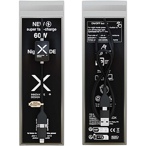 SCX.design C32 60 W nabíjecí kabel s přepínačem a podsvíceným logem, černá