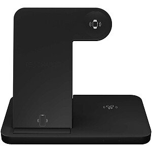 SCX.design W28 Bezdrátová nabíjecí základna 3 v 1 se stojanem na telefon, černá
