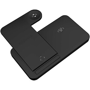 SCX.design W28 Bezdrátová nabíjecí základna 3 v 1 se stojanem na telefon, černá