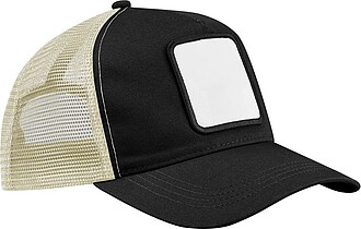 SEFIDA Pětipanelová trucker kšiltovka s nášivkou, černá/béžová - reklamní předměty