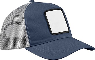 SEFIDA Pětipanelová trucker kšiltovka s nášivkou, námořní modrá/černá - ekologické reklamní předměty