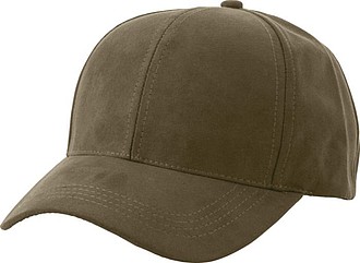 Semišová šestipanelová kšiltovka, khaki zelená
