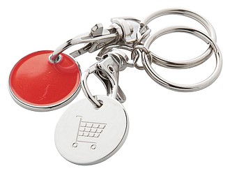 SERINO Kovový přívěsek na klíče s žetonem, červená - reklamní předměty