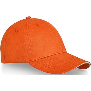 Šestipanelová čepice, tvarovaný sendvičový kšilt, oranžová