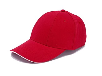 Šestipanelová kšiltovka se sandwich kšiltem, červená