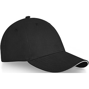 Šestipanelová kšiltovka, tvarovaný sendvičový kšilt, černá