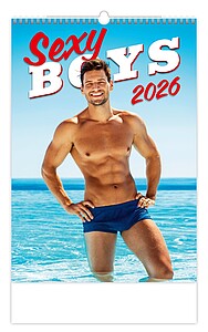 Sexy Boys 2026, nástěnný kalendář, prodloužená záda