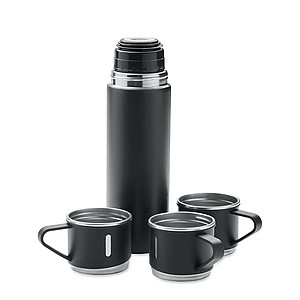 SEYRA Termoska z nerezové oceli se 3 hrnky, 420 ml, černá