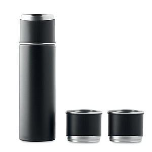 SEYRA Termoska z nerezové oceli se 3 hrnky, 420 ml, černá