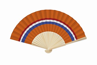 Skládací vějíř, bambus, papír, design vlajky Holandska