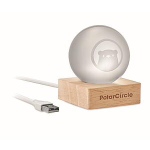 Skleněná koule s LED, hnědá
