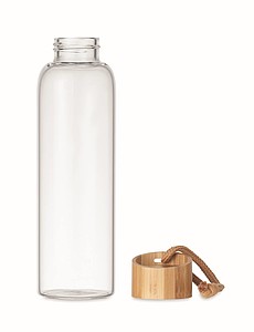 Skleněná láhev 500ml se silikonovým obalem, modrá