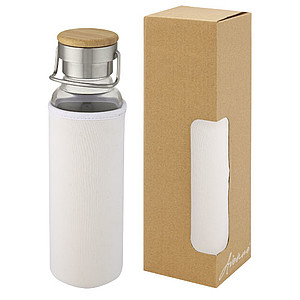 Skleněná láhev, 660 ml, s bílým neoprenovým obalem