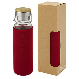 Skleněná láhev, 660 ml, s červeným neoprenovým obalem