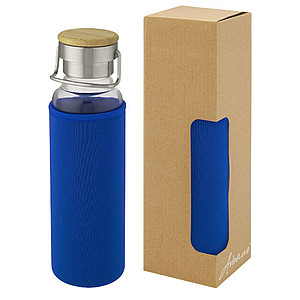 Skleněná láhev, 660 ml, s modrým neoprenovým obalem